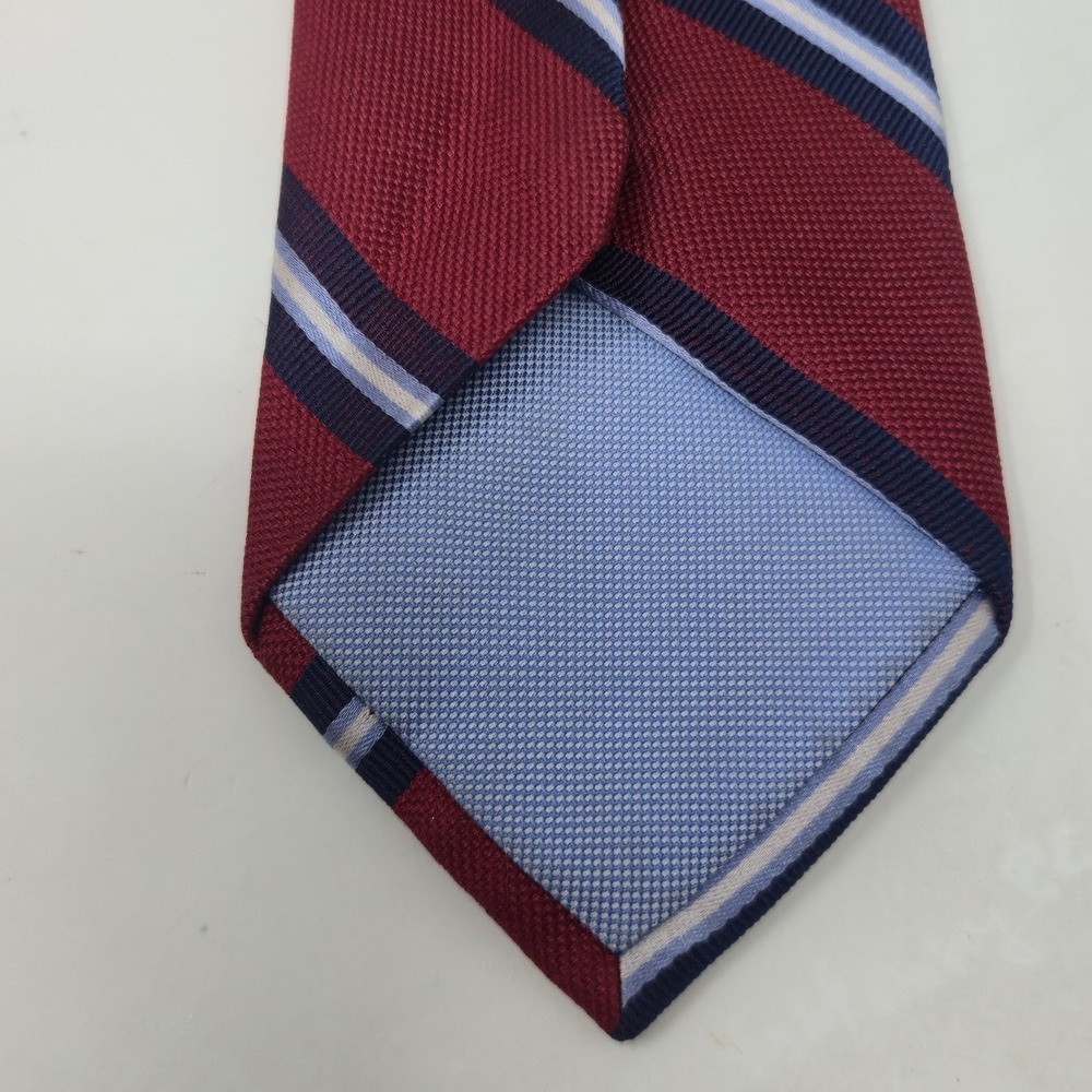 Tommy Hilfiger Silk Mens Burgundy Navy Blue Striped Classic 3.25" Necktie - Picture 5 of 5